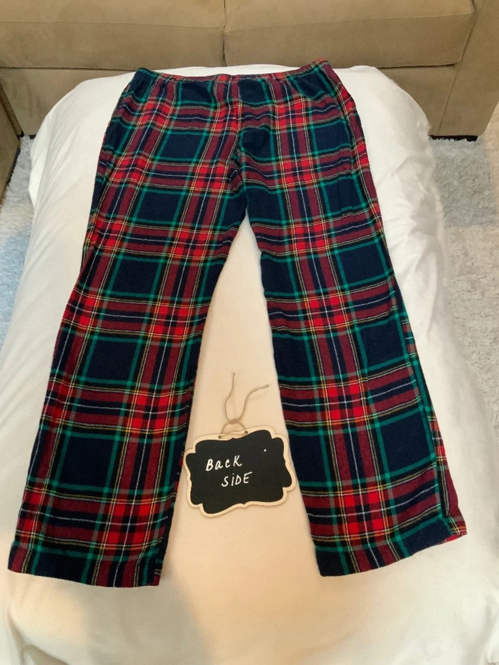 Old Navy Red Blue Green L Plaid Pajama bottoms soft Flannel Cabincore Classic